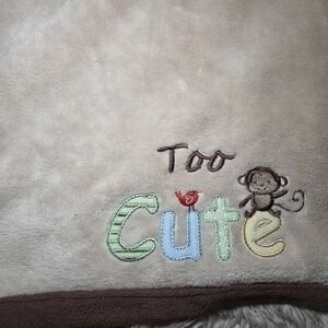 Carter's Monkey Too Cute Bird Brown Plush Fleece Baby Blanket Lovey Lovie FLAWS